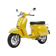 A vibrant yellow scooter shines with retro charm and modern freedom, symbolizing joy, adventure, and timeless style. Its sleek design and bold color evoke spontaneity, summer breezes, and the thrill o