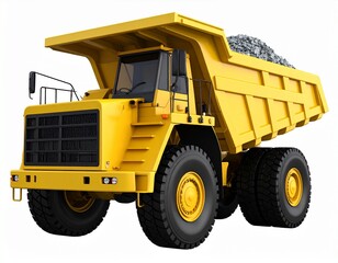 Large Mining Dump Truck Hauling Coal on white background 