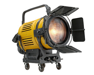 Studio light spotlight yellow metal professional equipment isolated photography film adjustable creates focused and dramatic illumination for creative projects