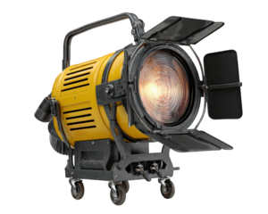 Studio light spotlight yellow metal professional equipment isolated photography film adjustable creates focused and dramatic illumination for creative projects