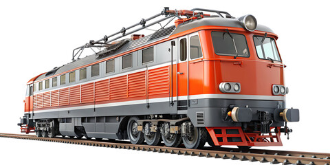 Electric Train Locomotive Vehicle Railway Isolated on White Background as Transparent. PNG. AI GENERATED