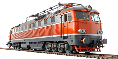 Electric Train Locomotive Vehicle Railway Isolated on White Background as Transparent. PNG. AI GENERATED