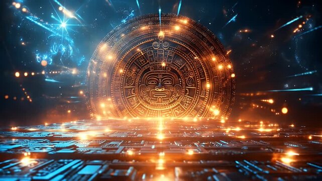 ancient mayan calendar building animation 