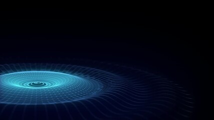 3D abstract circle music wave with blue dots and lines. Futuristic technology background. Graphic effect network connection data. Glowing round sound with dark cyberspace. 3D rendering. - Powered by Adobe
