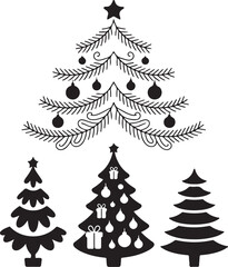 Obraz premium Festive Christmas trees with ornaments and gifts, holiday cheer