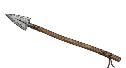 A spear from the Stone Age" atau "A Stone Age spear