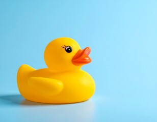 Classic Yellow Rubber Duck on a Reflective Marble Surface