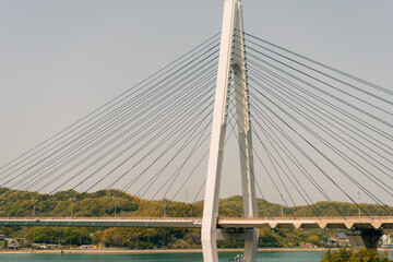 Fototapeta premium Shimanami kaido cycling route, Japan. Tatara Bridge