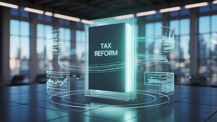 Modern digital tax reform concept represents changes to tax laws and regulations