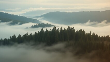 Fototapeta premium misty morning in the mountains