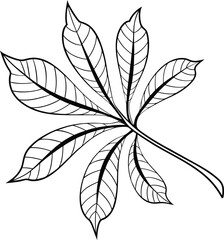 Elegant hand-drawn botanical illustration of a detailed leaf design, perfect for natural branding and organic concepts
