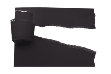Black torn paper isolated on transparent background