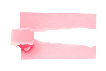 Pink torn paper isolated on transparent background