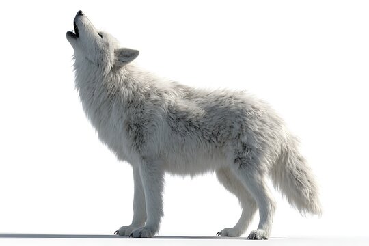 White wolf howling, a symbol of the wild and untamed spirit, isolated on white background - Powered by Adobe