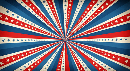 Fototapeta premium Patriotic star and stripe burst background for national holiday celebrations and commemorative event marketing