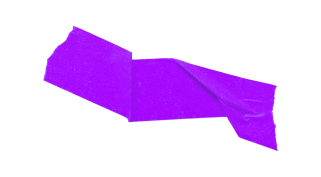 Separate purple torn paper tape on transparent background