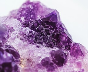 Macro mineral stone lepidolite on a white background