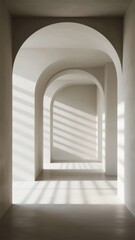 Sunlit Arched Corridor with Shadows