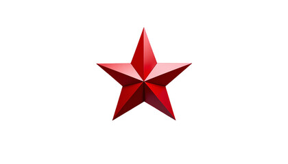 Bright Red Five-Pointed Star with Sharp Angular Points – Flat Geometric Design – Transparent Background