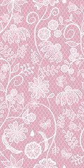 Elegant pink lace with white floral embroidery over net design, perfect for wedding textiles, curtains, and decorative projects.