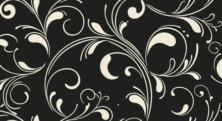 Obraz premium Vector Seamless Damask Pattern Classic Vintage Black Ornamental Wallpaper Design