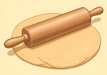 Rolling pin on dough still life overhead cooking preparation image