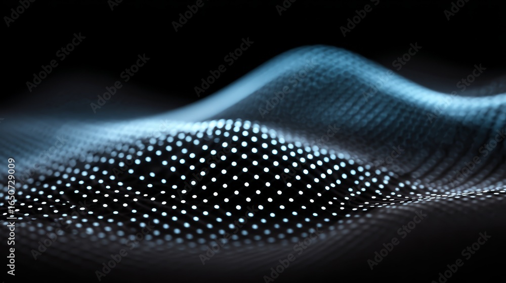 Poster monochrome abstract visualization of deep space with a galaxy of stars and celestial dots creating a