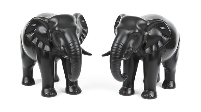 two elephants isolated on white  19th Century Pair of Ebony Elephants | Jake Wright Antiques