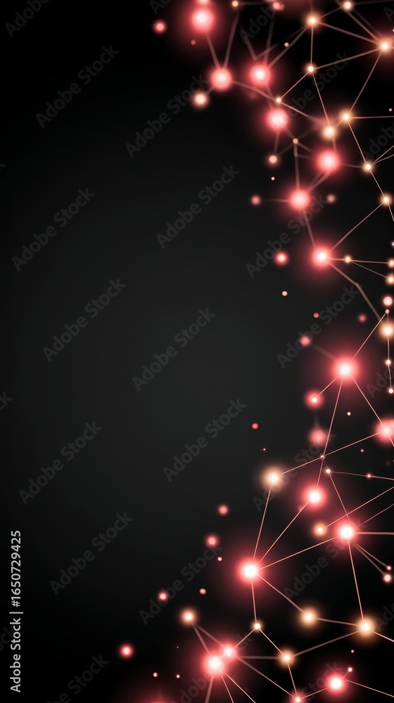 Poster abstract visual display of vibrant red and pristine white light streaks against solid black backgrou