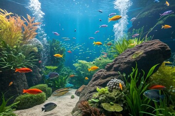 Fototapeta premium Colorful School of Fish in a Vibrant Underwater Garden
