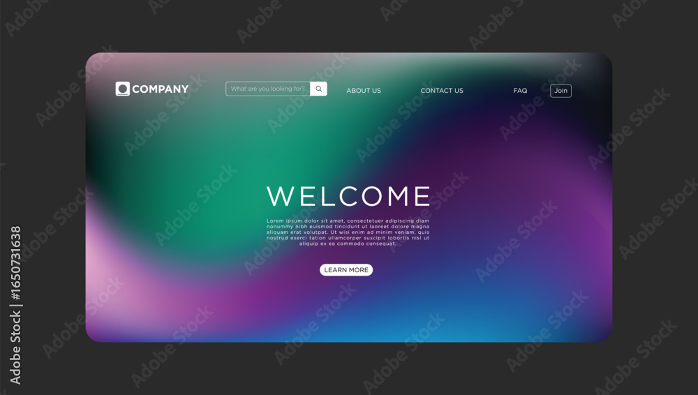 Poster modern website template welcomes visitors with a sleek design and vibrant color scheme