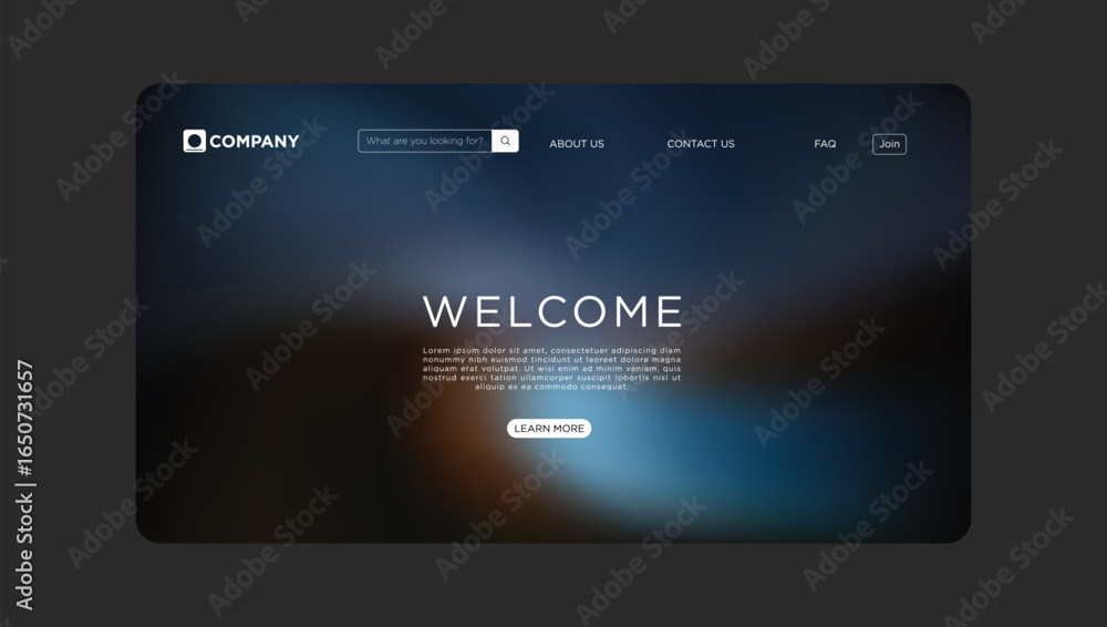 Aufkleber modern website template with a welcome message offers an elegant user interface experience