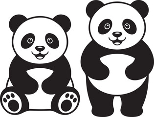 Obraz premium Panda Bundle Vector – Cute and Wild Panda Silhouette CollectionPanda Head and Full Body Vector Bundle – Cartoon and Wildlife DesignPanda Silhouette Bundle – Animal Clipart Set for Logo, Art, and D