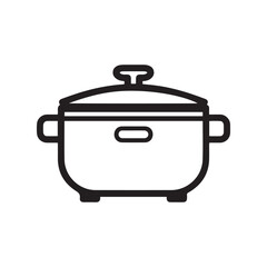 Black and White of a Covered Cooking Pot Icon or