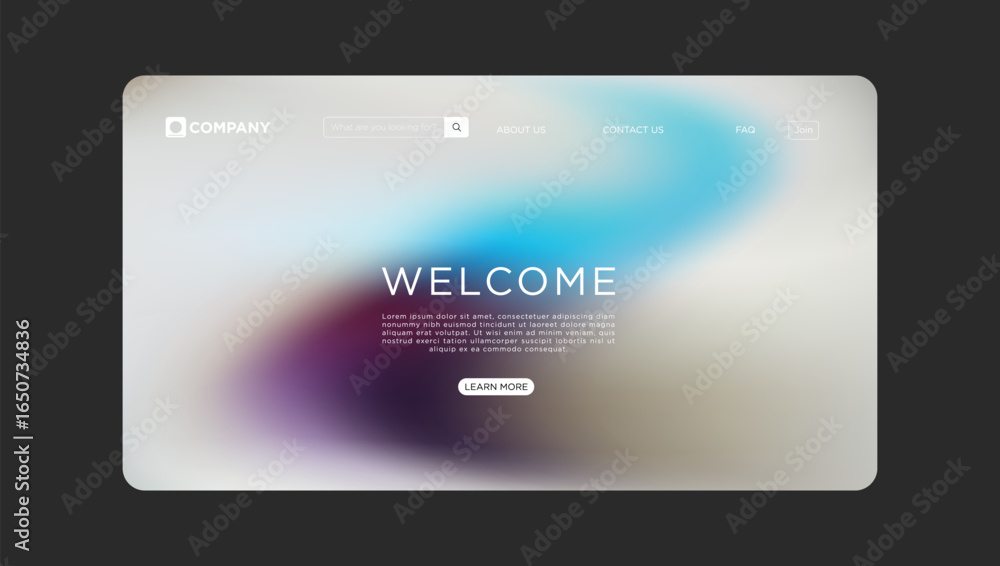 Poster welcome to a sleek modern website landing page with a calming abstract design and user-friendly inte