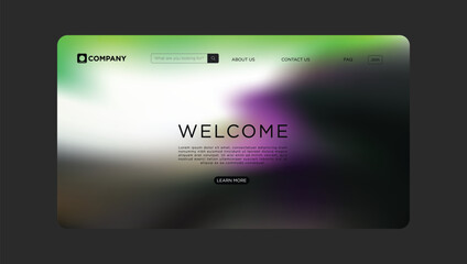 Modern website landing page design with vibrant blurred background and clean welcome message