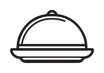 Obraz premium Black and white outline drawing of a closed serving dish