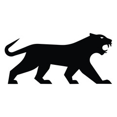 Angry Tiger Silhouette Bold Wild Animal Line Art Vector for Logos and Prints