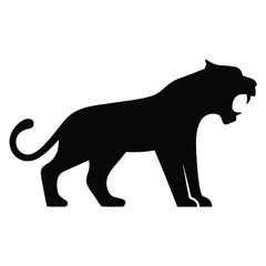 Angry Tiger Silhouette Bold Wild Animal Line Art Vector for Logos and Prints