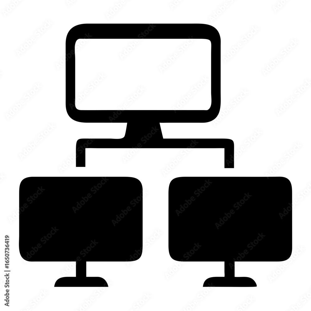 Poster network diagram of computer servers connected showing server client architecture setup online system