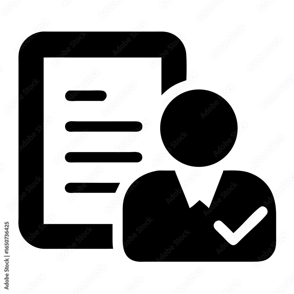 Poster user profile verification with document checklist and checkmark icon for application form