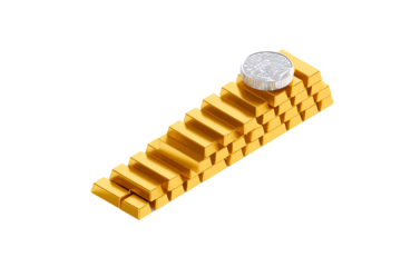 Gold Bars Stacked with One Coin on Top Representing Wealth, Investment, and Financial Prosperity Concept