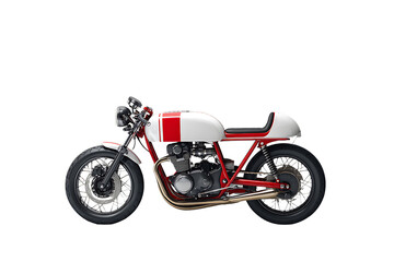 Obraz premium Vintage Style Motorcycle with Red Accents and Sleek Design for Motorcycle Enthusiasts and Custom Builds