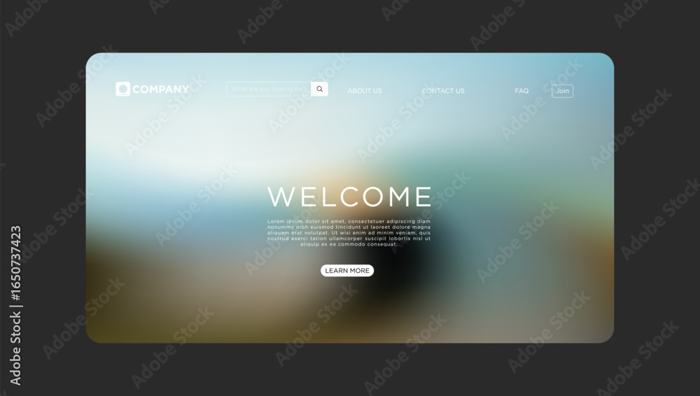 Aufkleber modern website design with blurred abstract background and welcome text for business promotion
