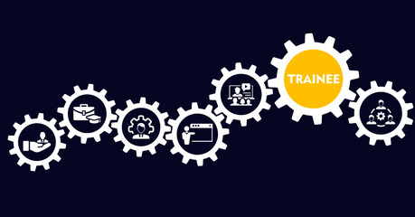 Trainee icon  set. Containing design trainee, professional, work, business, employee
