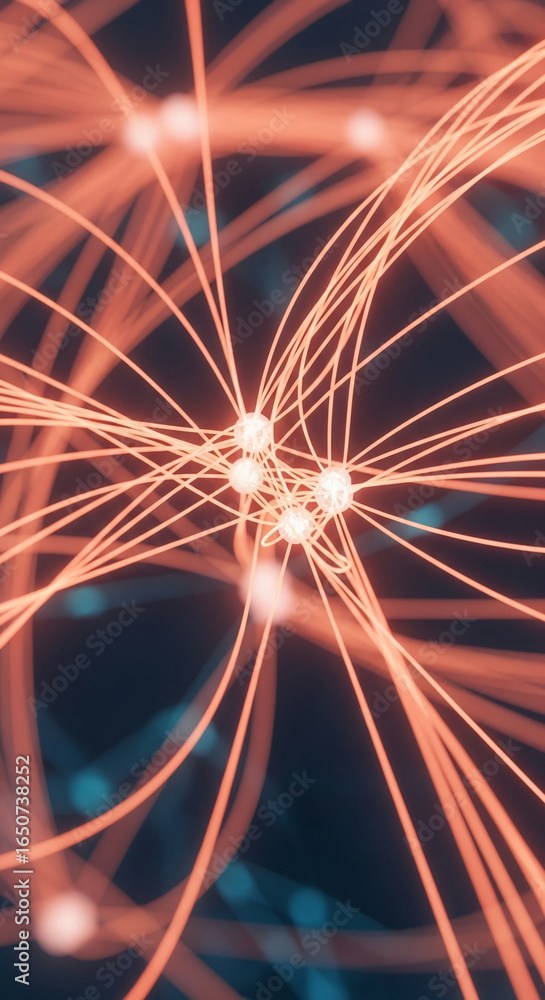 Poster abstract image of glowing orange lines intersecting, creating a network effect, symbolizing connecti