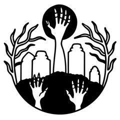 creepy hands SVG vector silhouette on a white background