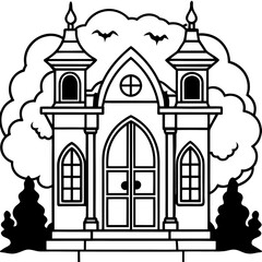 Haunted Mansion doors vector silhouette on a white background