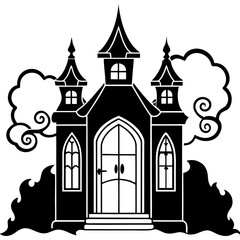 Haunted Mansion doors vector silhouette on a white background