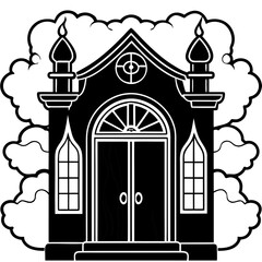 Haunted Mansion doors vector silhouette on a white background